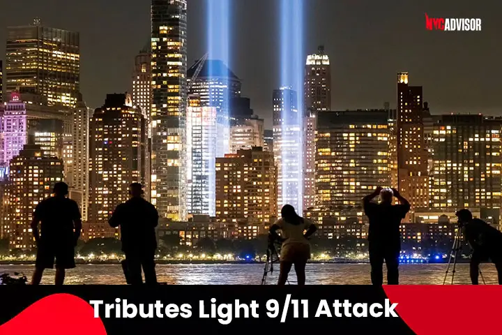 Pay The Tributes in Light to the Victims of the 9/11 Attack in September, NYC