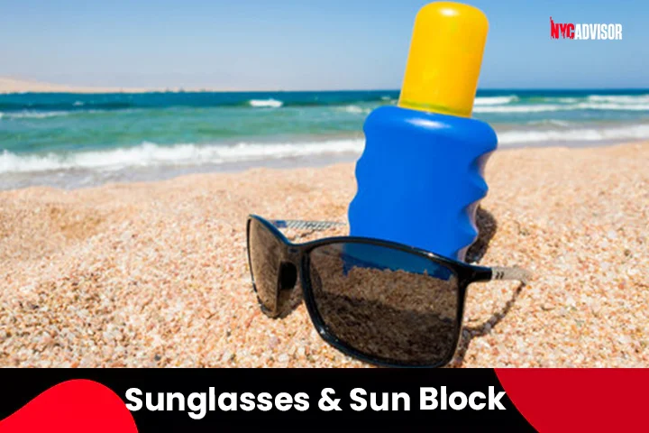 Sunglasses and Sun Block Lotion in Summer