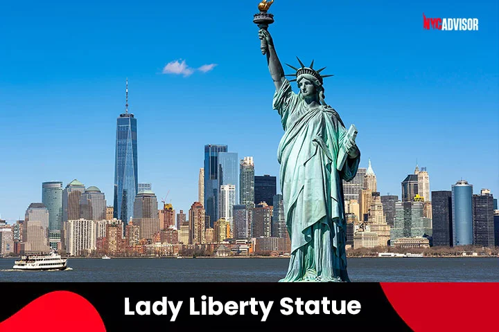 Lady Liberty Statue of Freedom on Liberty Island, New York City