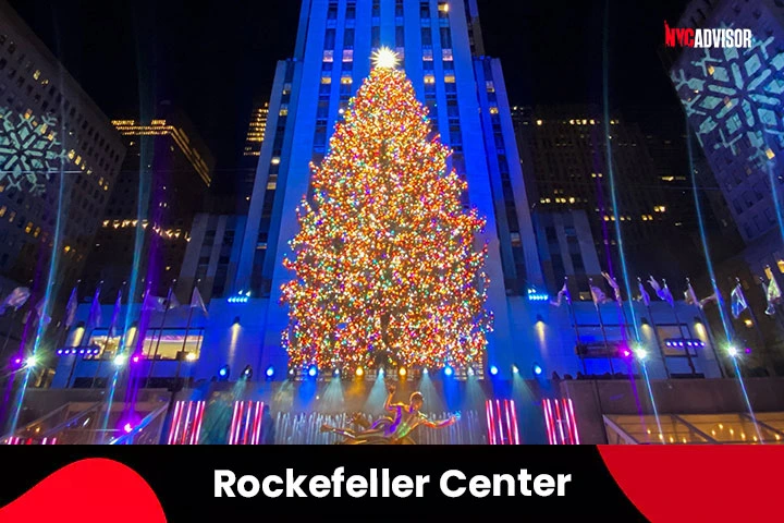 Rockefeller Center Christmas Tree in December, NYC