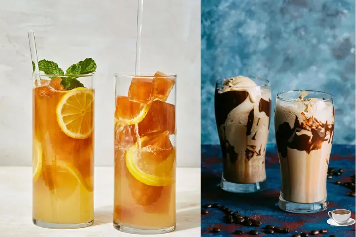 Iced Tea and Cold Coffee in Summer
