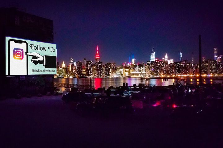 Drive-In Cinema Skyline for Late Night Movies