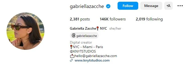 Gabriella Zacche New York Influencers