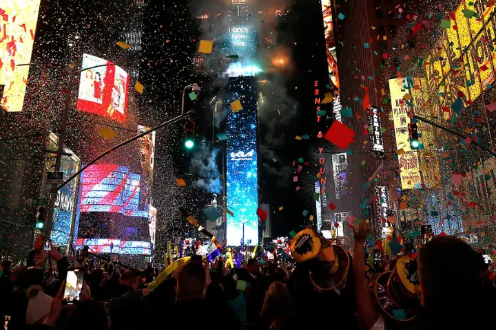 Watch a Scene of the Ball Drop on the New Year's Eve in Times Square