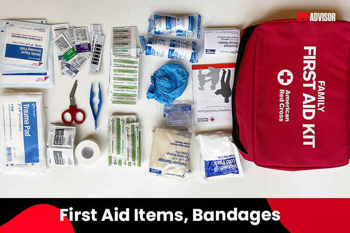 First Aid Items and Bandages on Short Trip
