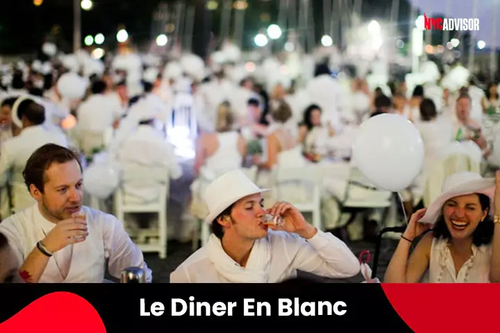 White Le Diner En Blanc at the Battery Park in NYC