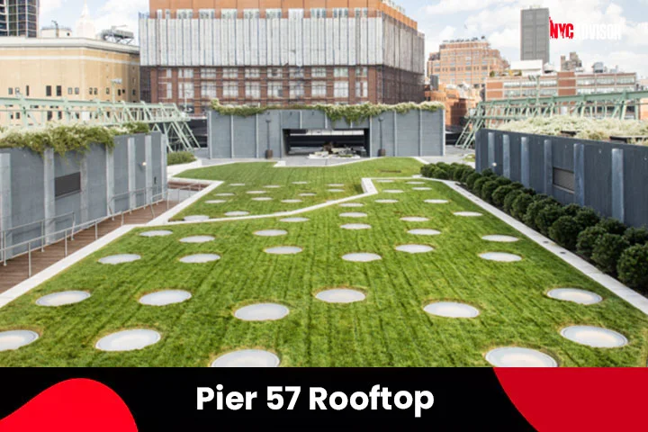 The Pier 57 Rooftop Park in April, NYC