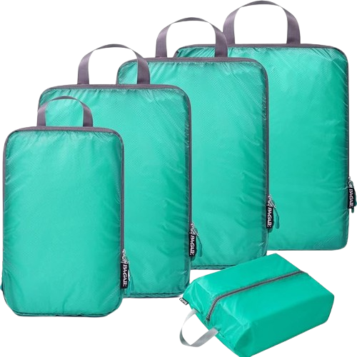 8x Compression Packing Cubes Clothes Storage Bags Breathable Luggage  Packing Organizer Polyester Luggage Bags for Backpacking Family Breaks black