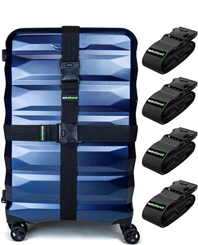 4. Untethered Luggage Strap, Four Pack Travel Belt 
