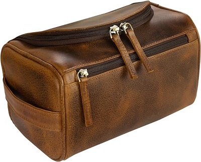 12. Elizo Leather Hanging Toiletry Bag  